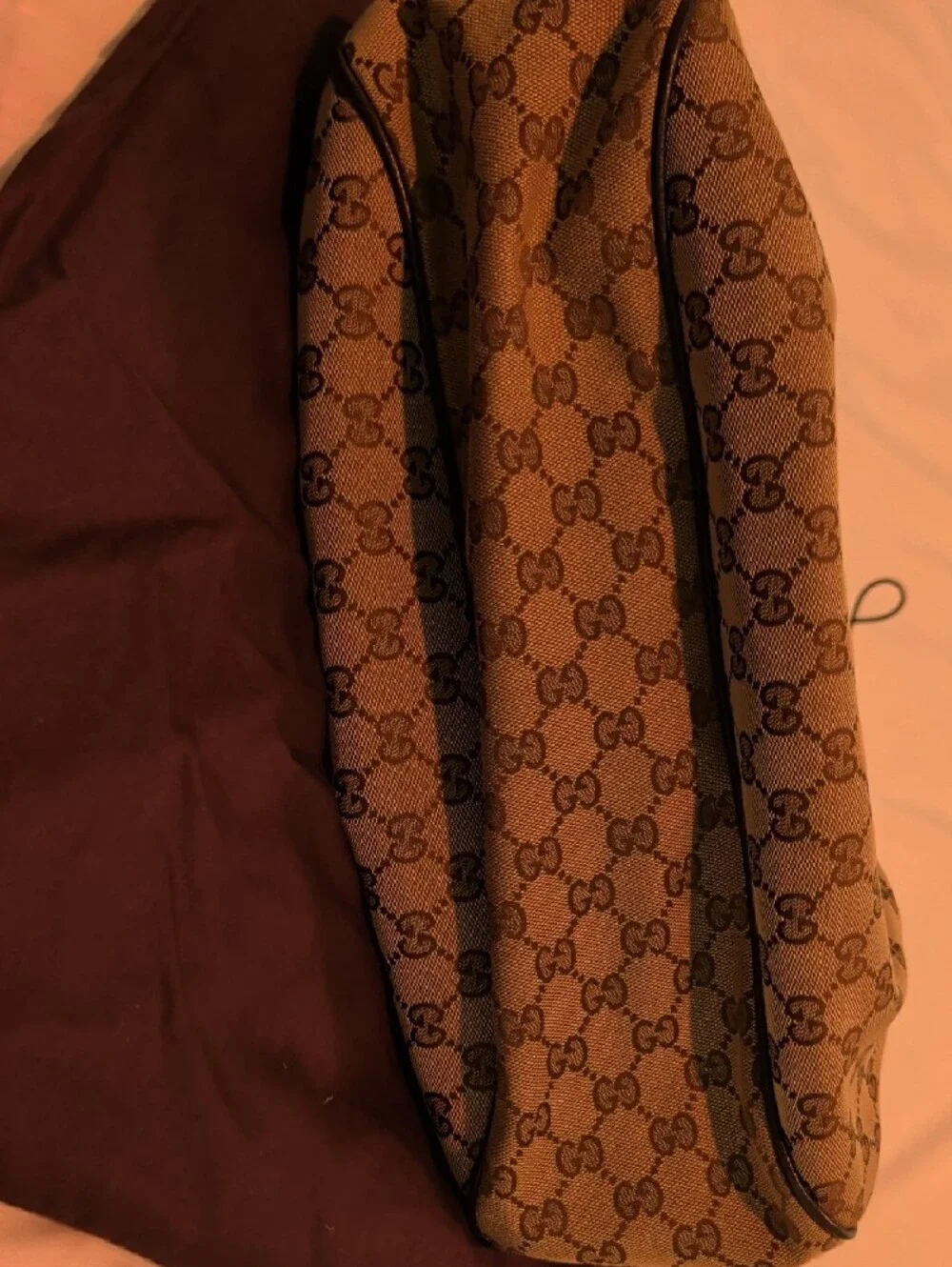 Gucci Brown GG Canvas Pleated Shoulder Bag